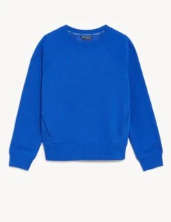 Cotton Rich Crew Neck Sweatshirt - Electric Blue -Elevate Fitwear Sales Store goodmove cotton rich crew neck sweatshirt electric blue T51 3009R 4