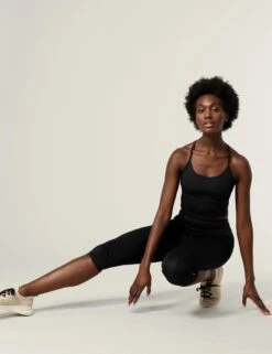 Go Train High Waisted Cropped Gym Leggings - Black -Elevate Fitwear Sales Store goodmove go train hw cropped gym leggings black T51 6550 3