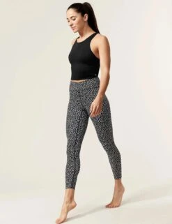 Printed High Neck Padded Yoga Crop Top - Black Mix 8 Printed High Neck Padded Yoga Crop Top - Black Mix -Elevate Fitwear Sales Store goodmove high neck padded yoga crop vest top black T51 5338 2