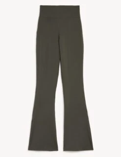 High Waisted Flared Yoga Leggings - Dark Olive -Elevate Fitwear Sales Store goodmove high waisted flared yoga leggings dark olive T51 6466 2