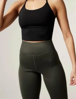 High Waisted Flared Yoga Leggings - Dark Olive -Elevate Fitwear Sales Store goodmove high waisted flared yoga leggings dark olive T51 6466 4