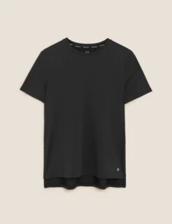 Scoop Neck Mesh Back T-shirt - Black -Elevate Fitwear Sales Store goodmove scoop neck mesh back t shirt black T51 5177 2