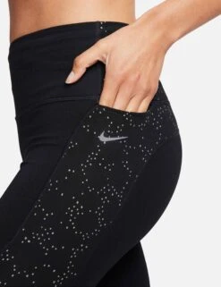 Nike Fast Mid-Rise 7/8 Leggings - Black/Reflective Silver -Elevate Fitwear Sales Store nike fast mid rise 7 8 leggings black silver fb4579 010 7