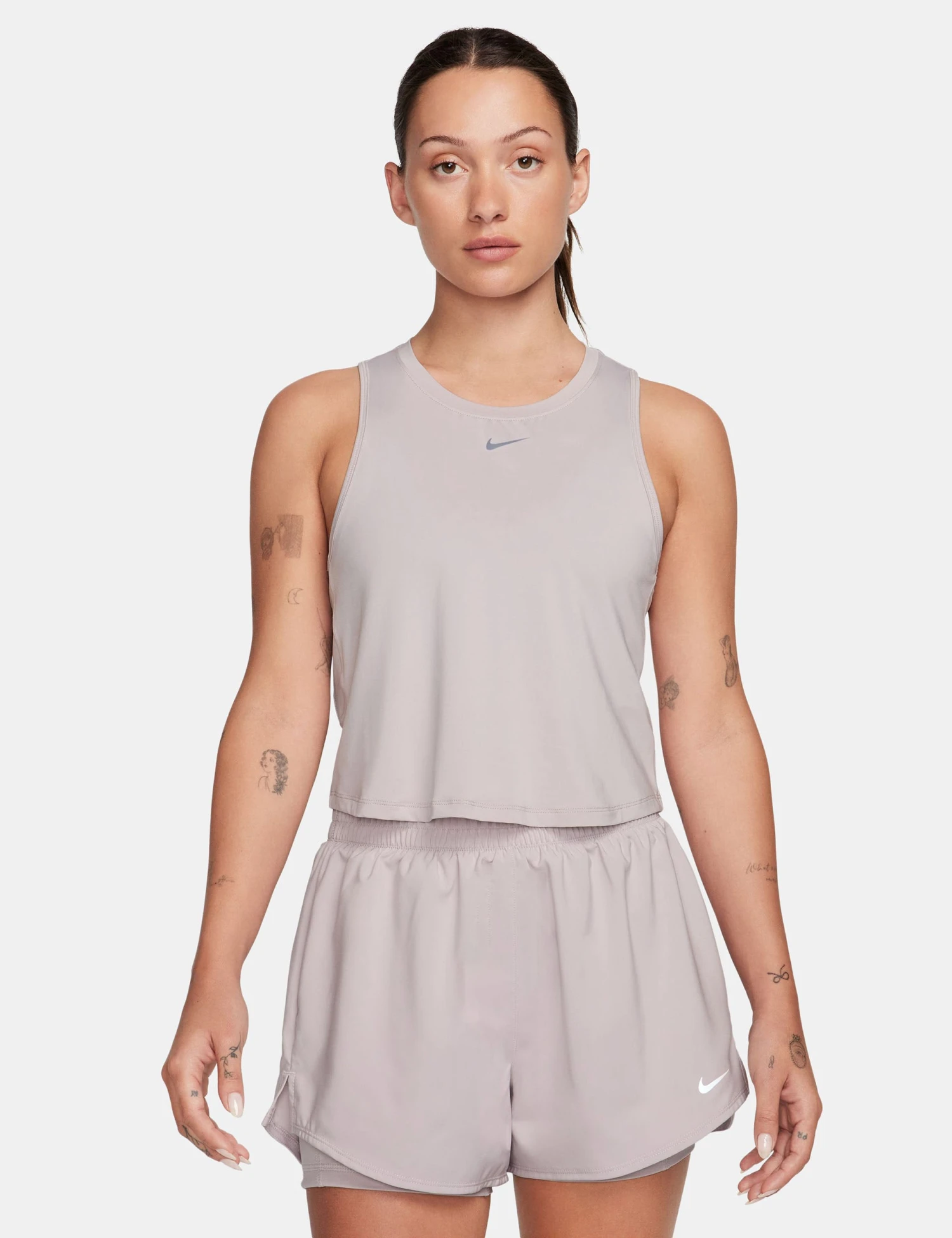 Nike One Classic Dri-FIT Cropped Tank Top - Platinum Violet/Black 1 Nike One Classic Dri-FIT Cropped Tank Top - Platinum Violet/Black