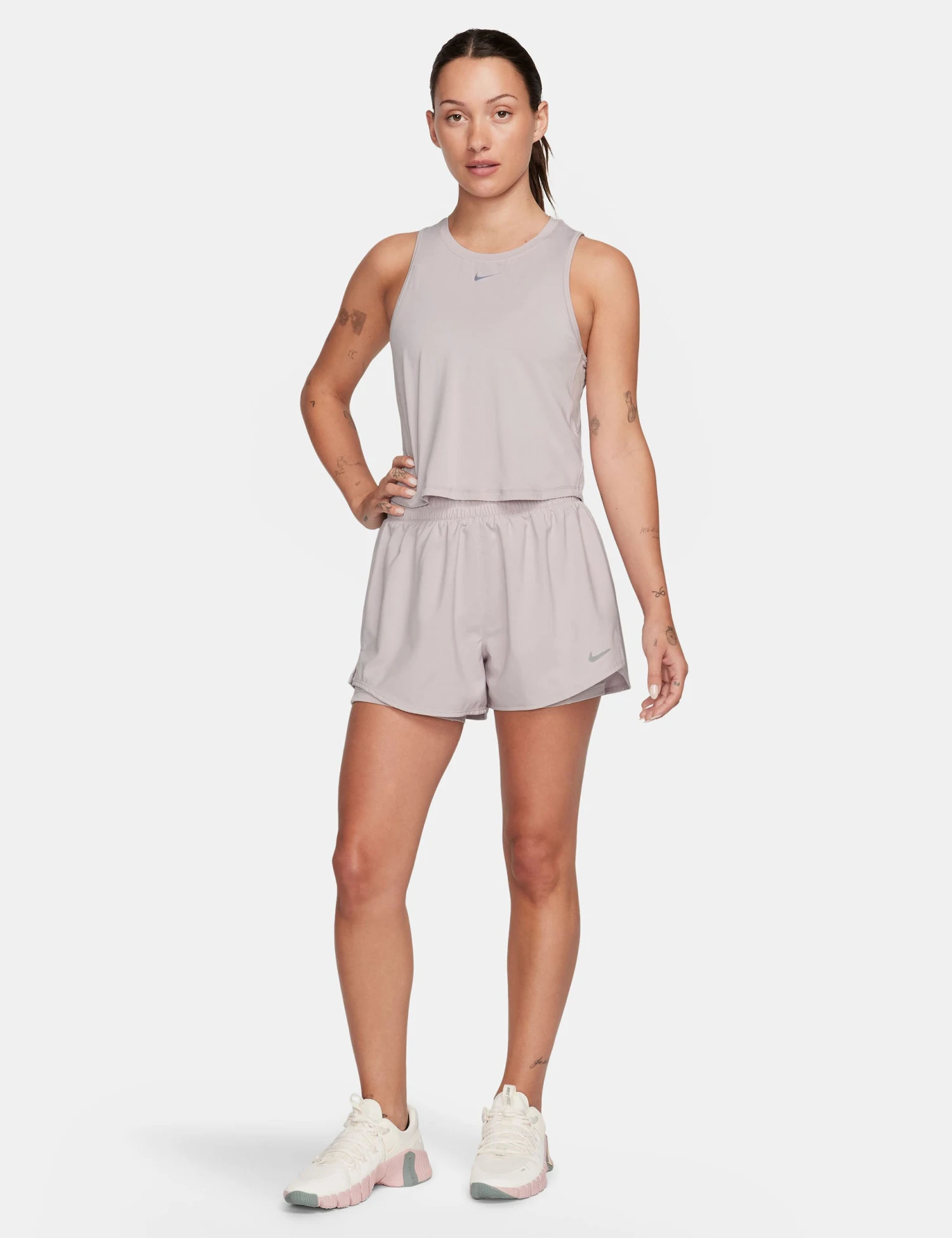 Nike One Classic Dri-FIT Cropped Tank Top - Platinum Violet/Black 6 Nike One Classic Dri-FIT Cropped Tank Top - Platinum Violet/Black - Image 6