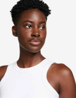 Nike One Fitted Dri-FIT Cropped Tank Top - White/Black -Elevate Fitwear Sales Store nike one fitted dri fit cropped tank top white black fn2806 100 4