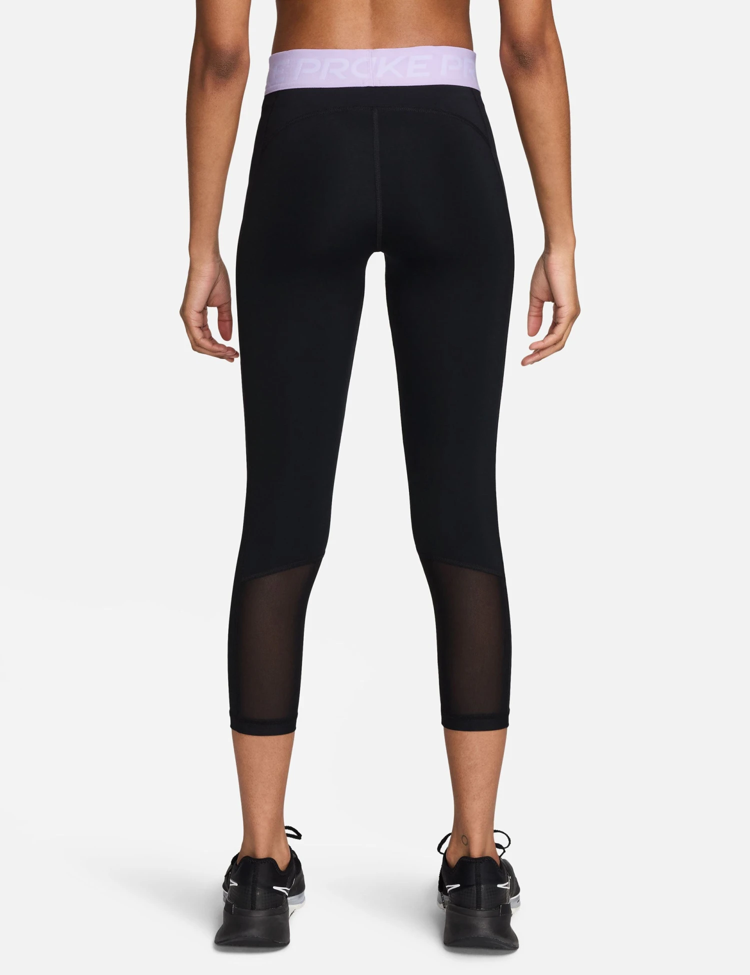 Nike Pro 365 Cropped Mesh Panel Leggings - Black/Lilac Bloom/White 2 Nike Pro 365 Cropped Mesh Panel Leggings - Black/Lilac Bloom/White - Image 2
