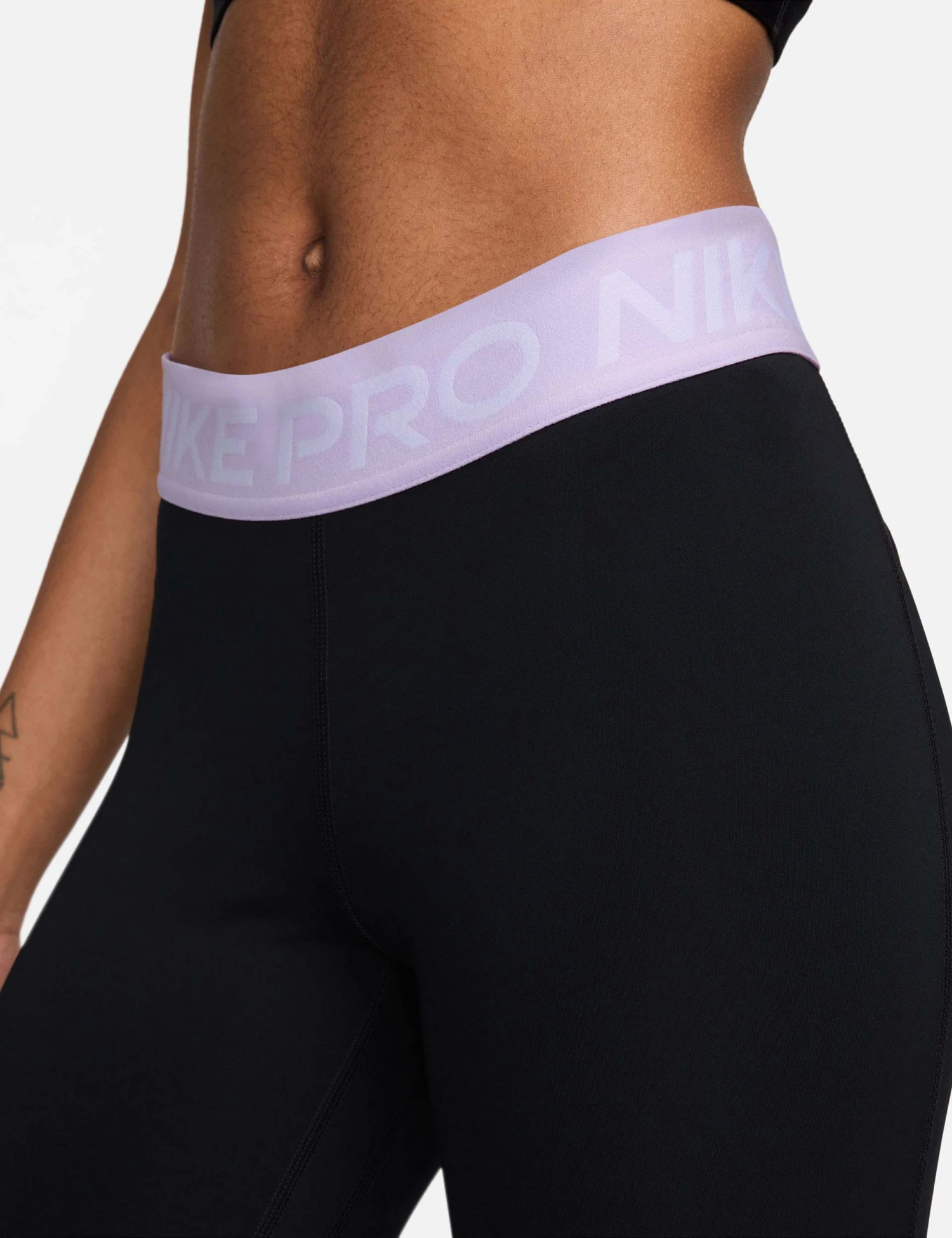 Nike Pro 365 Cropped Mesh Panel Leggings - Black/Lilac Bloom/White 3 Nike Pro 365 Cropped Mesh Panel Leggings - Black/Lilac Bloom/White - Image 3