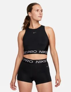 Nike Pro Dri-FIT Cropped Tank Top - Black/Metallic Silver