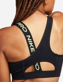 Nike Pro Swoosh Asymmetrical Bra - Black/Light Lemon Twist -Elevate Fitwear Sales Store nike pro swoosh asymmetrical bra black lemon dm0570 011 5