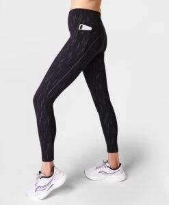 Sweaty Betty Therma Boost 2.0 Running Leggings - Grey Reflective Print