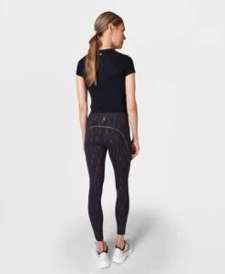 Sweaty Betty Therma Boost 2.0 Running Leggings - Grey Reflective Print -Elevate Fitwear Sales Store sb9544 greysbdotreflectiveprint fulllength d