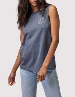 Spiritual Gangster Peace Irina Muscle Tank - Slate -Elevate Fitwear Sales Store spiritual gangster Peace Irina Muscle Tank slate HO30411028 3