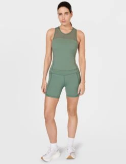 Sweaty Betty Power Aerial Mesh 6" Gym Short - Cool Forest Green -Elevate Fitwear Sales Store sweaty betty aerial 6 workout short cool forest green sb9550 7