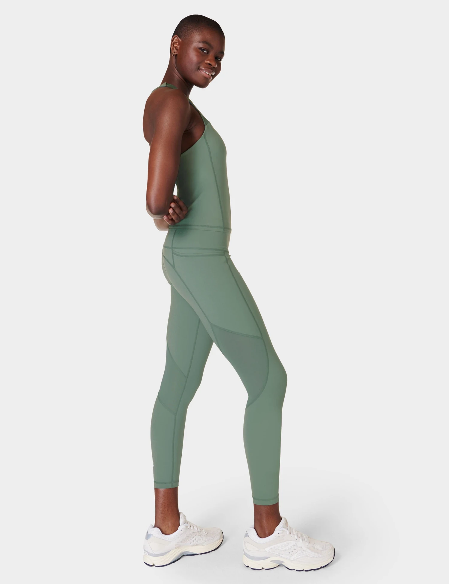 Sweaty Betty Power Aerial Mesh 7/8 Gym Leggings - Cool Forest Green 6 Sweaty Betty Power Aerial Mesh 7/8 Gym Leggings - Cool Forest Green - Image 6