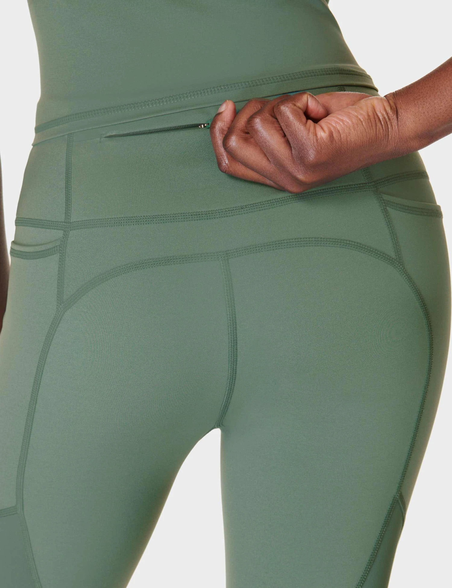 Sweaty Betty Power Aerial Mesh 7/8 Gym Leggings - Cool Forest Green 5 Sweaty Betty Power Aerial Mesh 7/8 Gym Leggings - Cool Forest Green - Image 5