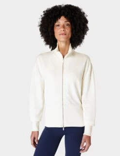 Sweaty Betty After Class Zip Up - Lily White -Elevate Fitwear Sales Store sweaty betty after class zip up lily white sb9599 1