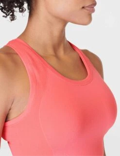 Sweaty Betty Athlete Crop Seamless Gym Vest - Coral Pink -Elevate Fitwear Sales Store sweaty betty athlete crop seamless gym vest coral pink sb6545c 4