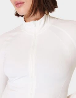 Sweaty Betty Athlete Crop Seamless Gym Zip Up - Lily White -Elevate Fitwear Sales Store sweaty betty athlete crop seamless gym zip up lily white sb9288 6