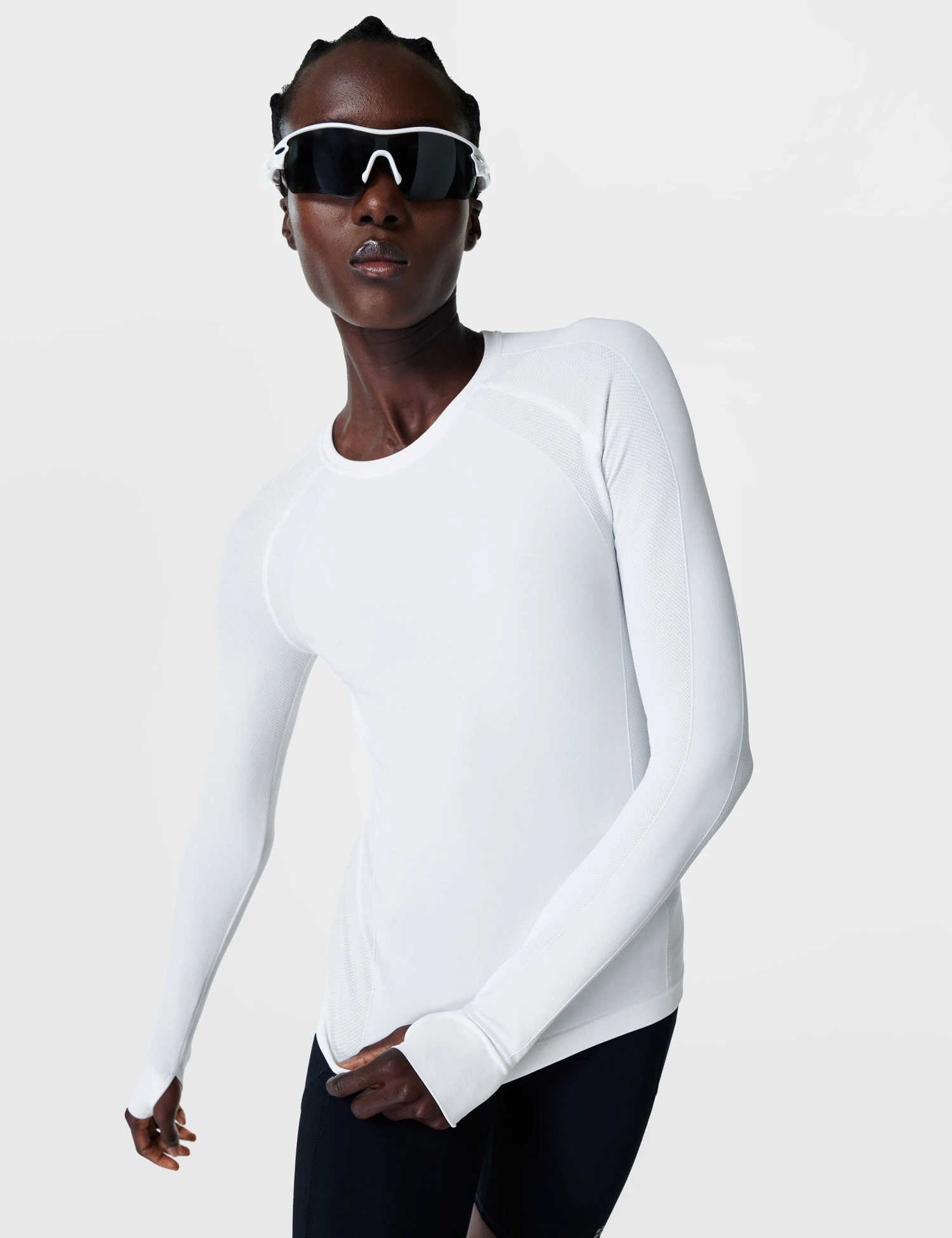 Sweaty Betty Athlete Seamless Workout Long Sleeve Top - White 1 Sweaty Betty Athlete Seamless Workout Long Sleeve Top - White