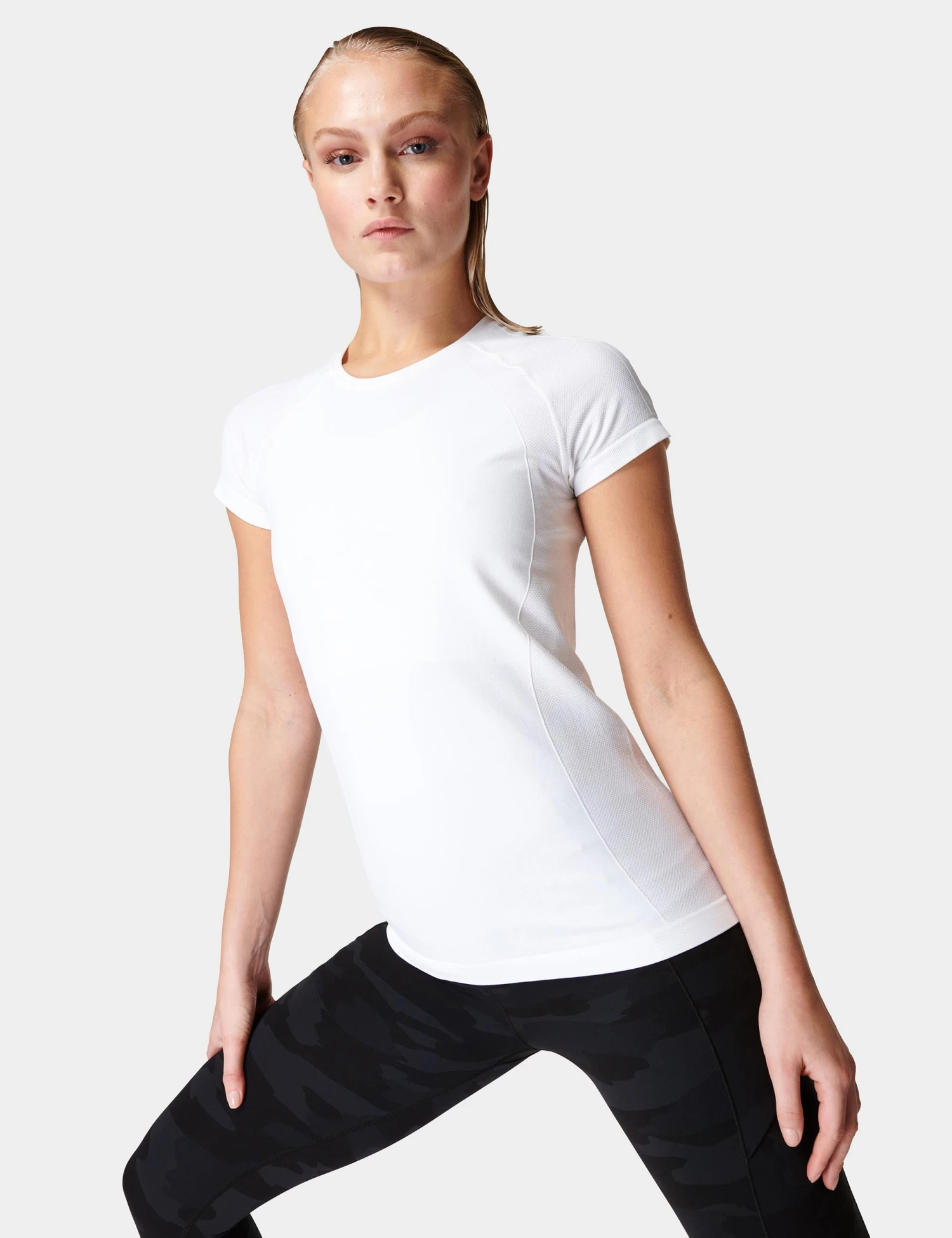 Sweaty Betty Athlete Seamless Gym T-Shirt - White 1 Sweaty Betty Athlete Seamless Gym T-Shirt - White