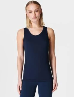 Sweaty Betty Athlete Seamless Gym Vest - Navy Blue