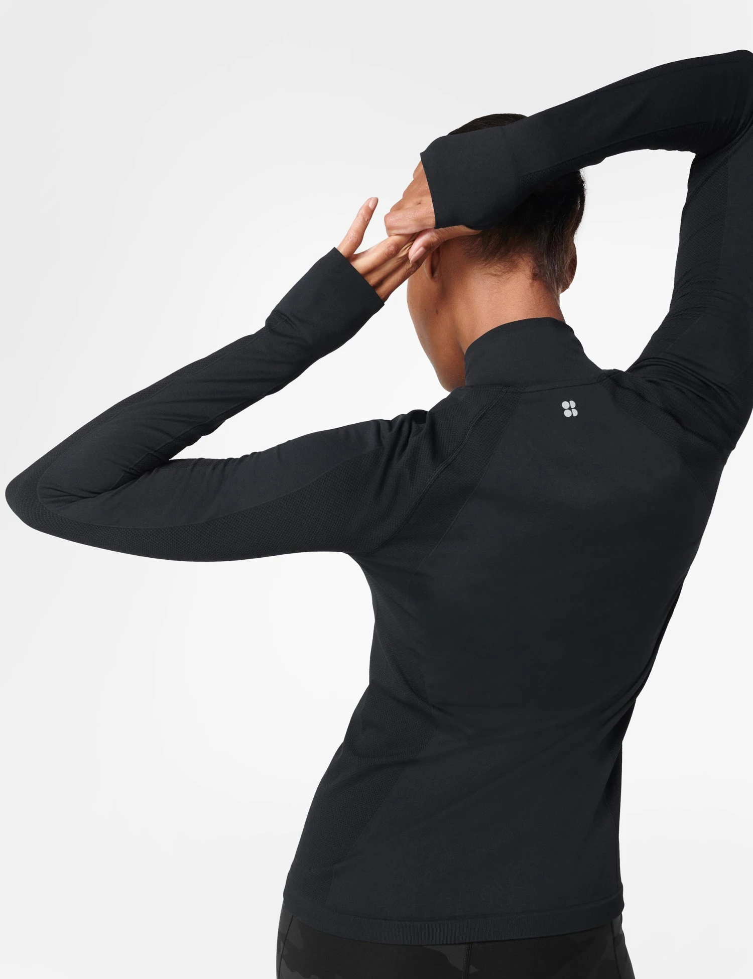 Sweaty Betty Athlete Seamless Half Zip Long Sleeve Top - Black 3 Sweaty Betty Athlete Seamless Half Zip Long Sleeve Top - Black - Image 3