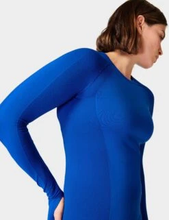 Sweaty Betty Athlete Seamless Gym Long Sleeve Top - Lightning Blue -Elevate Fitwear Sales Store sweaty betty athlete seamless workout long sleeve top lighning blue sb6547 2