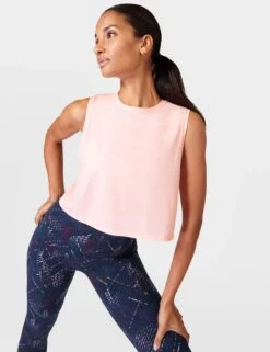 Sweaty Betty Breathe Easy Crop Muscle Vest - Sorbet Pink