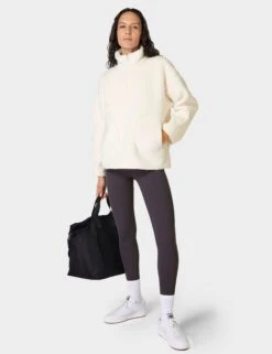 Sweaty Betty Plush Textured Half Zip Fleece - Studio White 9 Sweaty Betty Plush Textured Half Zip Fleece - Studio White -Elevate Fitwear Sales Store sweaty betty plush textured half zip studio white sb9535 6