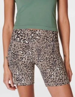 Sweaty Betty Power 6" Cycling Shorts - Brown Luxe Leopard Print
