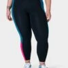 Sweaty Betty Power UltraSculpt High Waisted 7/8 Colour Block Gym Leggings - Black/Reef Teal/Beet Pink