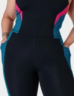 Sweaty Betty Power UltraSculpt High Waisted 7/8 Colour Block Gym Leggings - Black/Reef Teal/Beet Pink -Elevate Fitwear Sales Store sweaty betty power ultra sculpt hw 7 8 colour block gym leggings black reef teal beet pink sb9018c 4