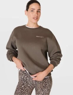 Sweaty Betty Powerhouse Sweatshirt - Dark Timber Brown -Elevate Fitwear Sales Store sweaty betty powerhouse sweatshirt dark timber brown sb9825 4