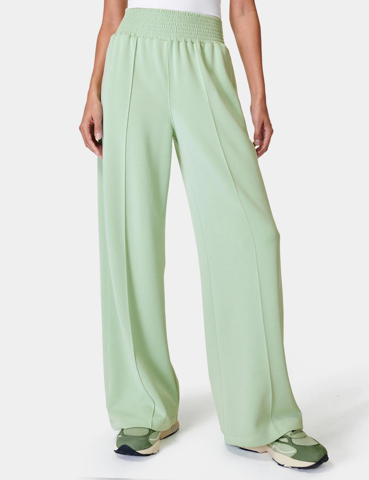 Sweaty Betty Sand Wash Cloud Weight Track Trousers - Butter Green 1 Sweaty Betty Sand Wash Cloud Weight Track Trousers - Butter Green