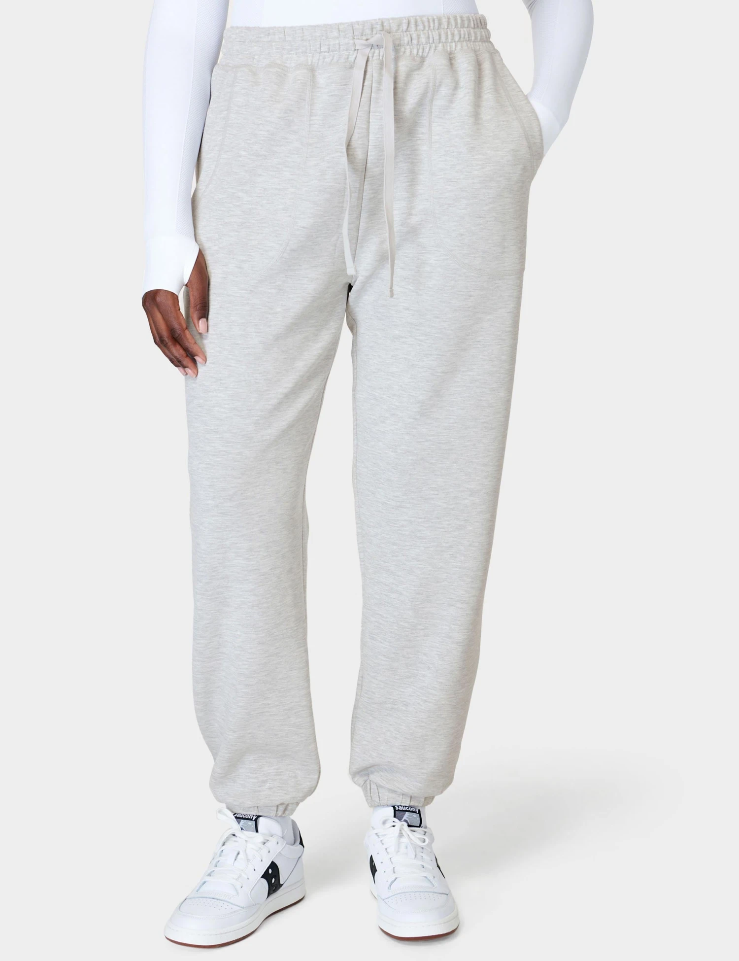 Sweaty Betty Sand Wash Cuffed Trousers - Ice Grey Marl 1 Sweaty Betty Sand Wash Cuffed Trousers - Ice Grey Marl