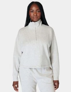 Elevate Fitwear Sales Store 5 Sweaty Betty Sand Wash Funnel Neck Half Zip - Ice Grey Marl