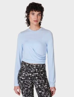 Sweaty Betty Wrap Front Long Sleeve Top - Breeze Blue