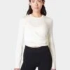 Sweaty Betty Wrap Front Long Sleeve Top - Lily White