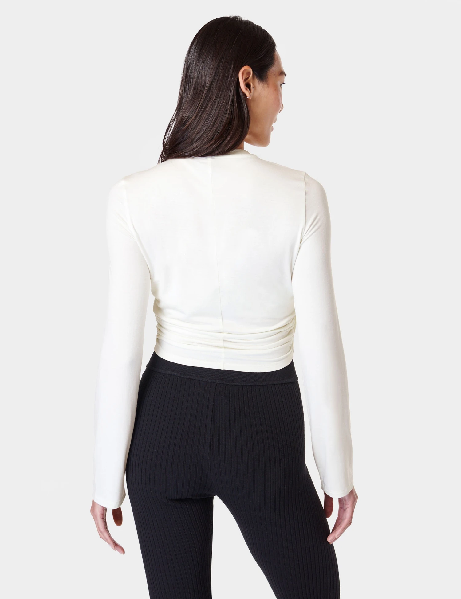 Sweaty Betty Wrap Front Long Sleeve Top - Lily White 2 Sweaty Betty Wrap Front Long Sleeve Top - Lily White - Image 2