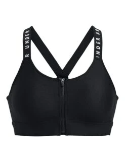 Under Armour Infinity High Zip Bra - Black/White -Elevate Fitwear Sales Store under armour infinity high zip bra black white 1373860 001 1